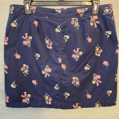 Karen Scott 98% Cotton Navy Multicolor Floral Print Mini Skort Size 14 Good Condition