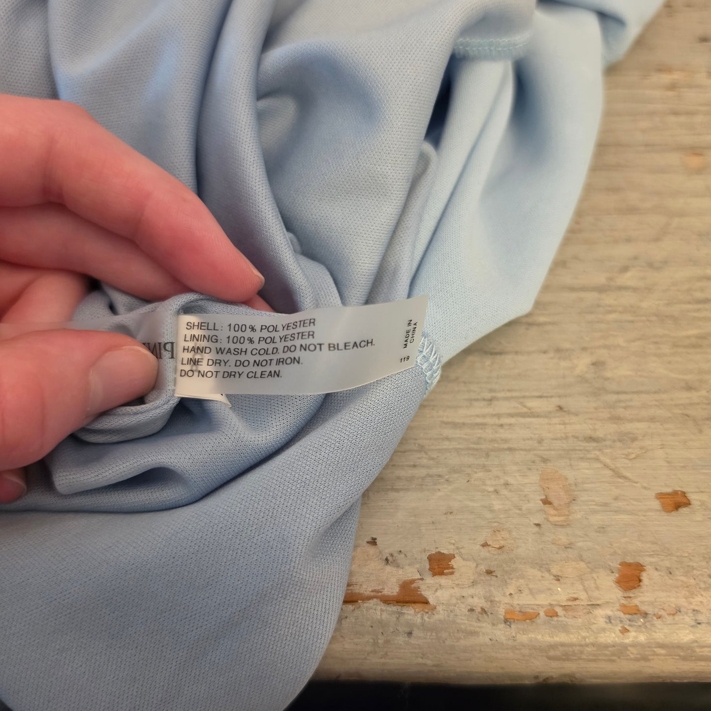 Pinup Fashion Pale Blue Swiss Dot Above Knee Baby Doll Dress Size Large Good Condition
