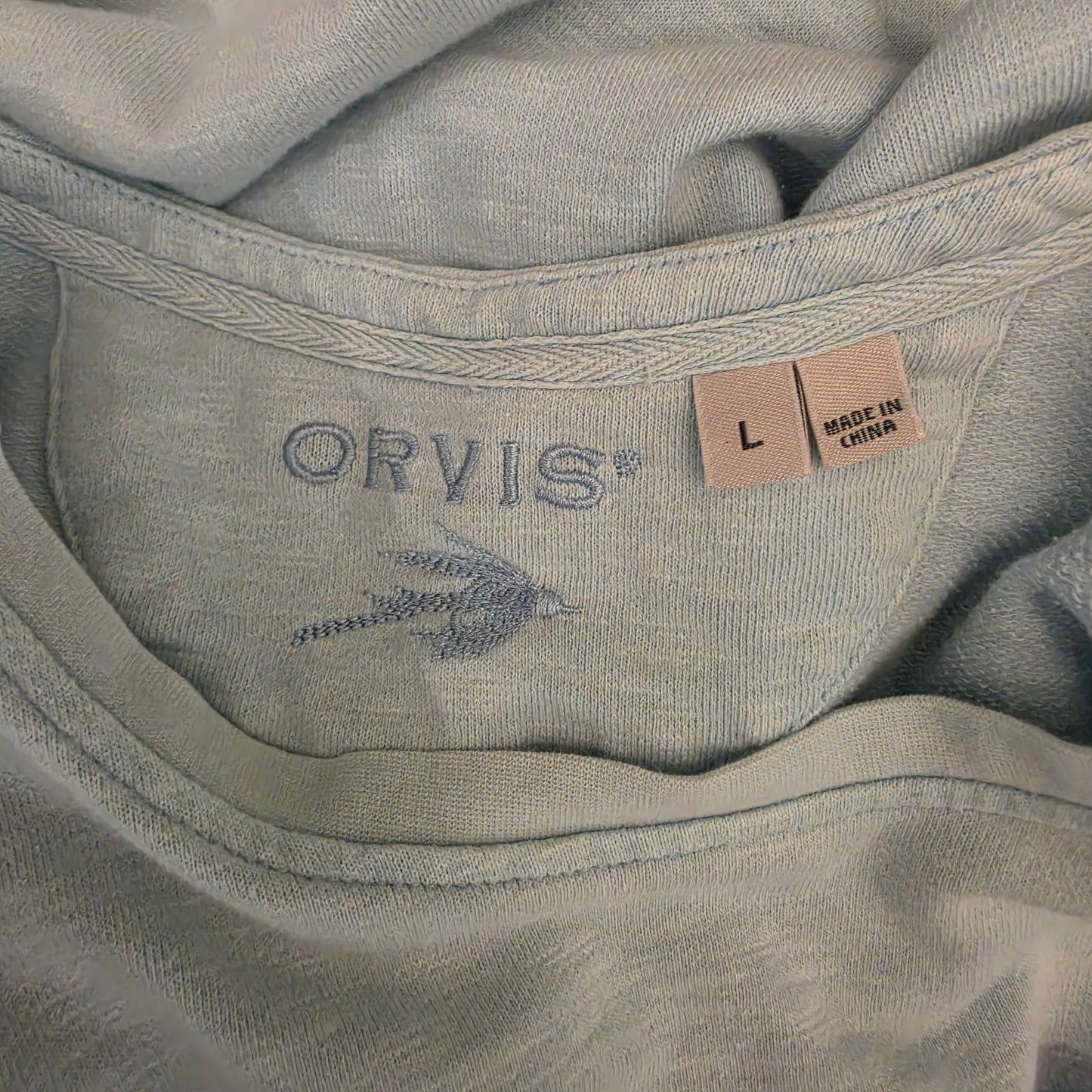 Orvis 100% Cotton Mountain Skyline Graphic Print Crewneck Sweatshirt Size Large Good Condition