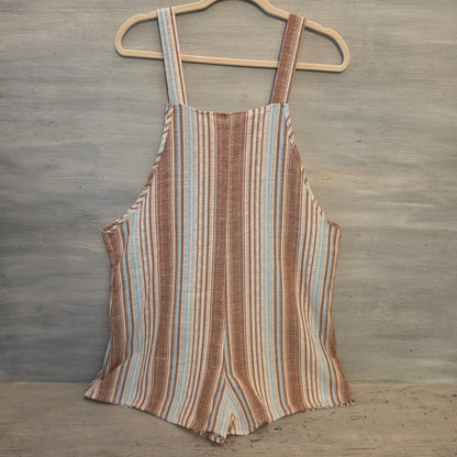 Emery Rose Multicolor Sleeveless Striped Overall Romper Size Large Good Condition