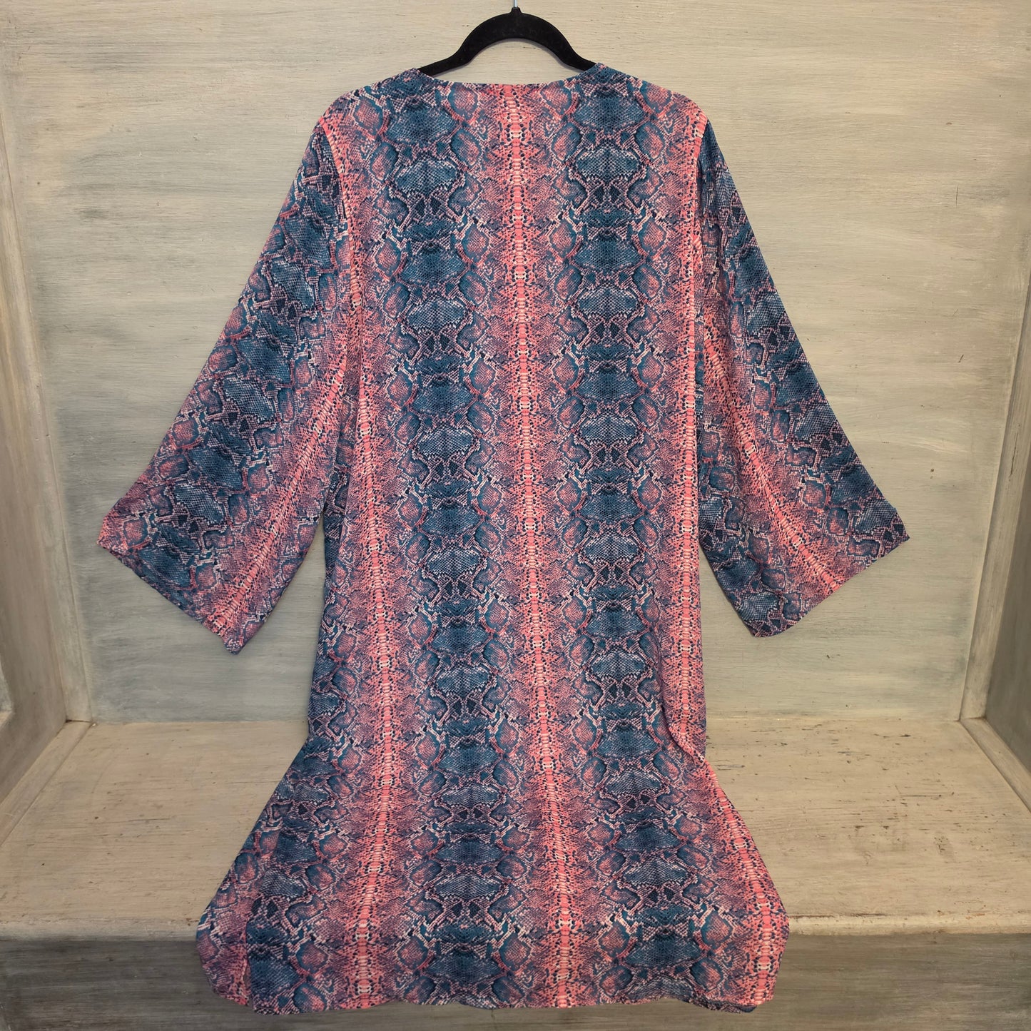 Adrienne Multicolor Snakeskin Print Duster Kimono Coverup Size Medium Like New