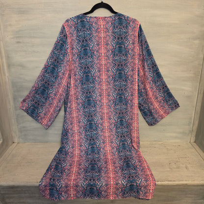 Adrienne Multicolor Snakeskin Print Duster Kimono Coverup Size Medium Like New