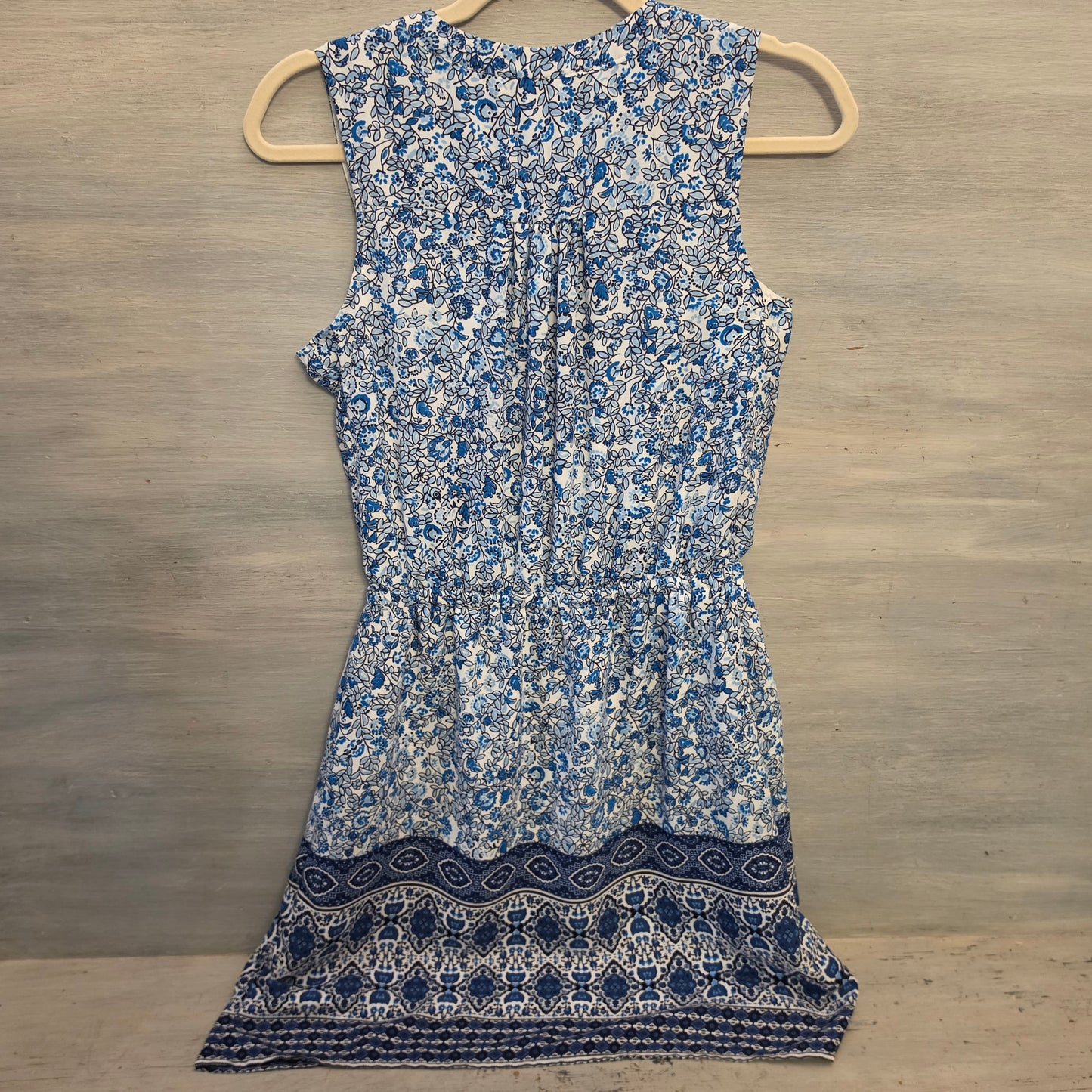 Gap Floral Print Split Collar Vneck Elastic Tie Waist Above Knee Dress Size XS Good Condition