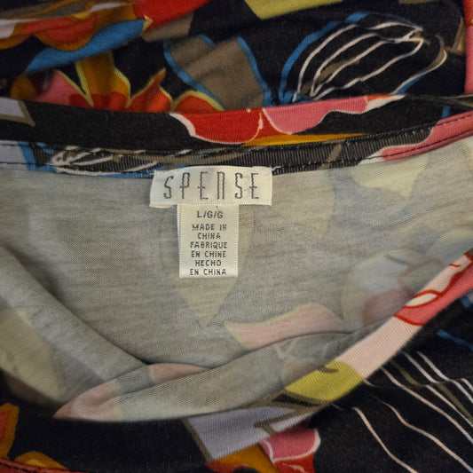 Spense Colorful Floral Print Scoop Neck Slit Side Maxi Dress Size Large Good Condition