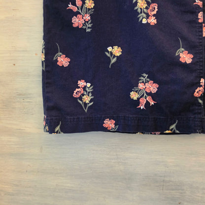 Karen Scott 98% Cotton Navy Multicolor Floral Print Mini Skort Size 14 Good Condition