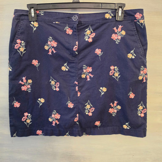 Karen Scott 98% Cotton Navy Multicolor Floral Print Mini Skort Size 14 Good Condition
