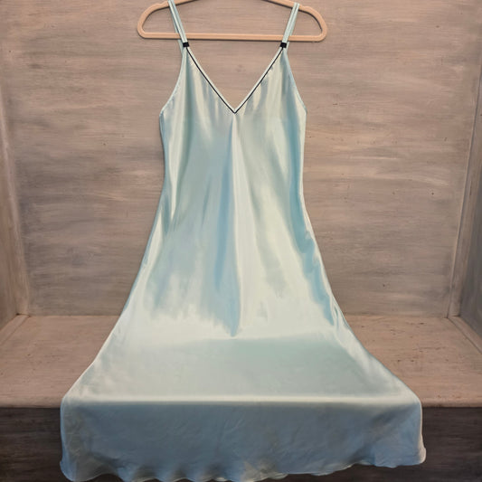 Jones New York Robins Egg Blue Satiny Vneck Midi Slip Dress Size Medium Good Condition