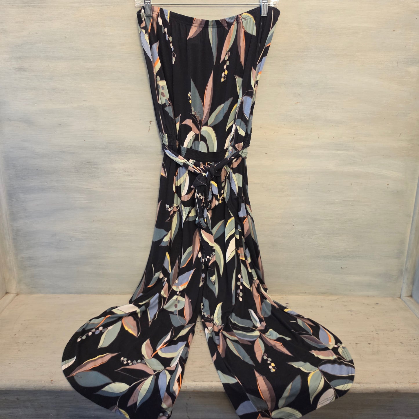 Lascana Colorful Abstract Floral Print Strapless Tie Waist Jumpsuit Size 12 Good Condition