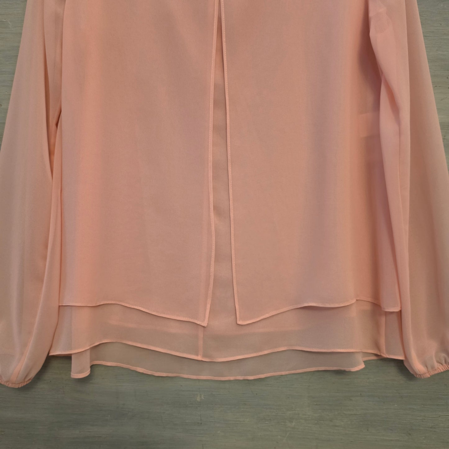 Anne Klein Peach Sheer Layered Balloon Sleeve Blouse Size Small Good Condition