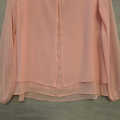 Anne Klein Peach Sheer Layered Balloon Sleeve Blouse Size Small Good Condition
