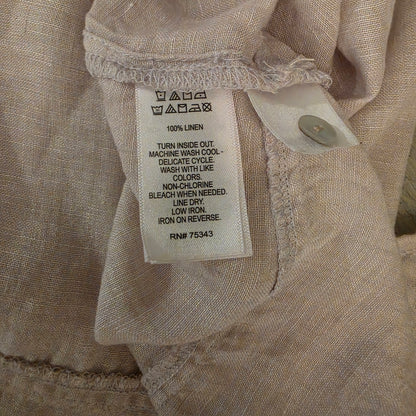 Tahari 100% Linen Beige Sleeveless Button Down Mini Shirt Dress Size Large Good Condition