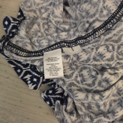 Loft Abstract Geometric Print Scoop Neck Sleeveless Hi/Low Mini Dress Size Medium Good Condition