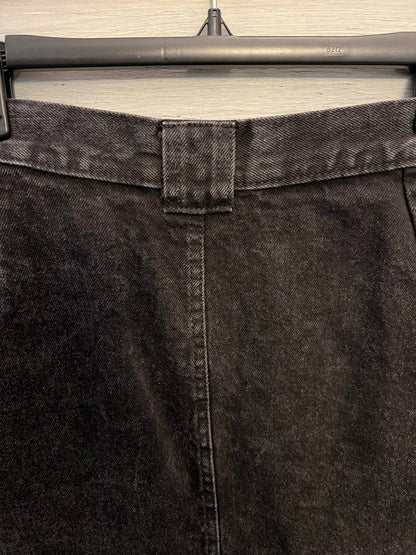 Vintage Chic 100% Cotton Denim Black Midi Pencil Skirt Size 11 Good Condition