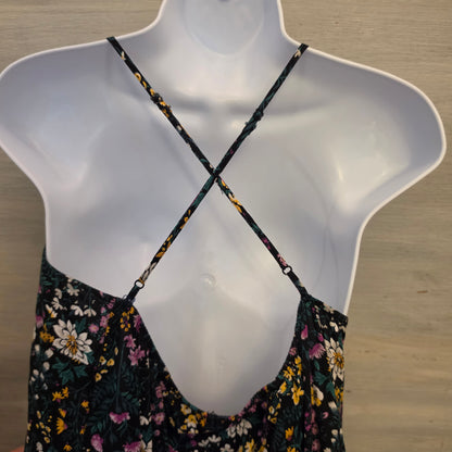 Old Navy Black Multicolor Floral Print Sleeveless Full Length Maxi Dress Size XL Good Condition