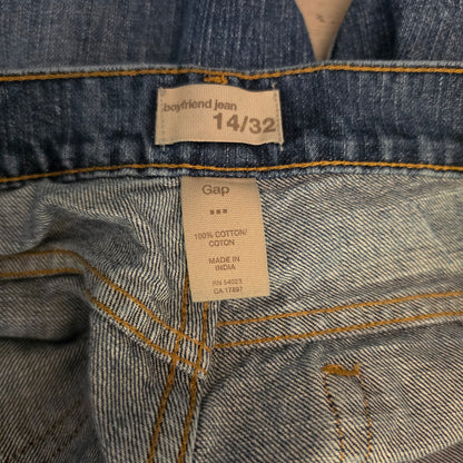 Gap 100% Cotton Distressed Blue Jean Boyfriend Denim Bermuda Shorts Size 14/32 Good Condition