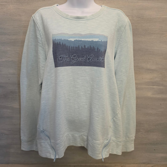 Orvis 100% Cotton Mountain Skyline Graphic Print Crewneck Sweatshirt Size Large Good Condition
