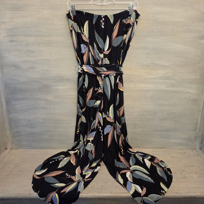 Lascana Colorful Abstract Floral Print Strapless Tie Waist Jumpsuit Size 12 Good Condition