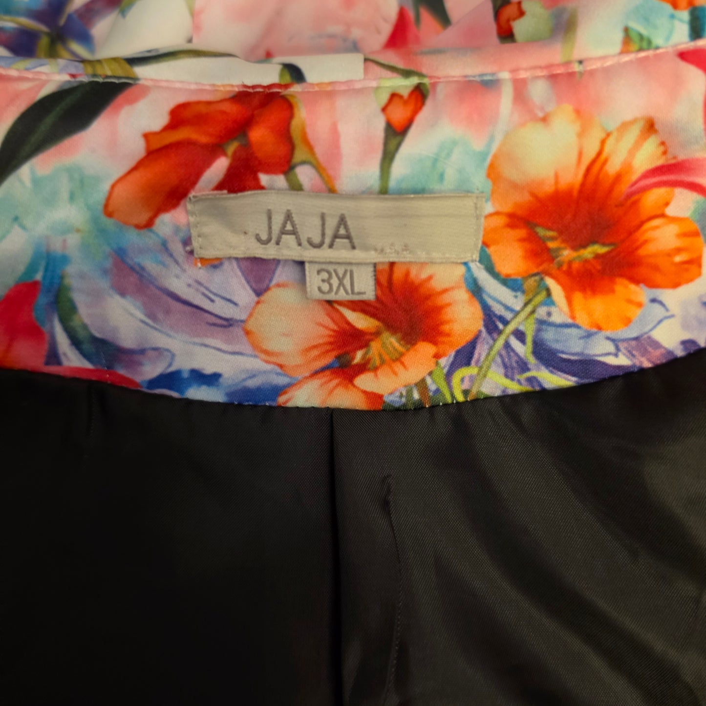 Ja Ja Multicolor Floral Print Satiny One Button Blazer Size 3XL Good Condition
