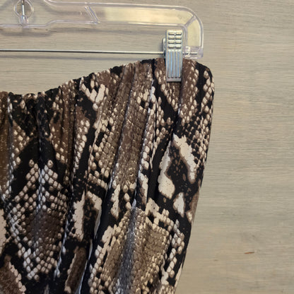 Sandiva Faux Snakeskin Strapless Tie Waist Wide Leg Jumpsuit Size XL Good Condition
