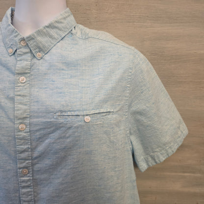 Denim & Flower Ricky Singh Light Blue Heathered Button Down Shirt Size XL Good Condition