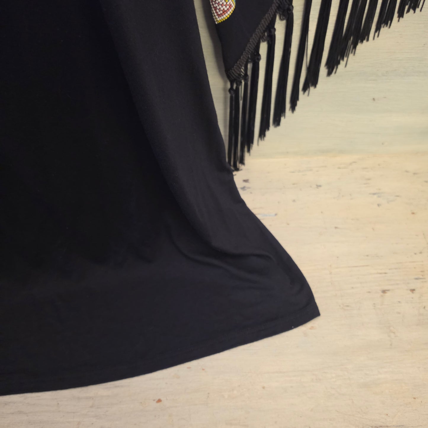 Voll Black Oversized Kaftan Dress w/ Aztec Block Print Batwing Sleeves Size 2XL Good Condition