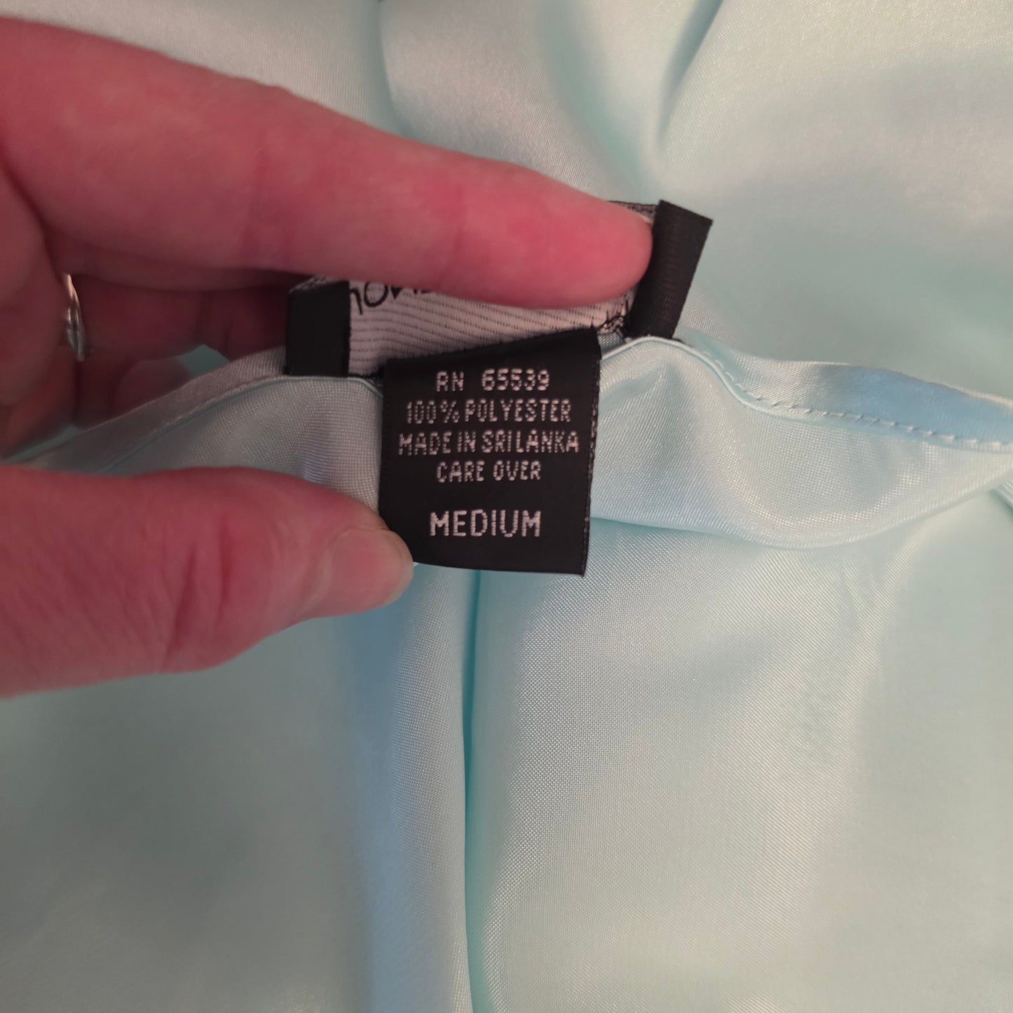 Jones New York Robins Egg Blue Satiny Vneck Midi Slip Dress Size Medium Good Condition