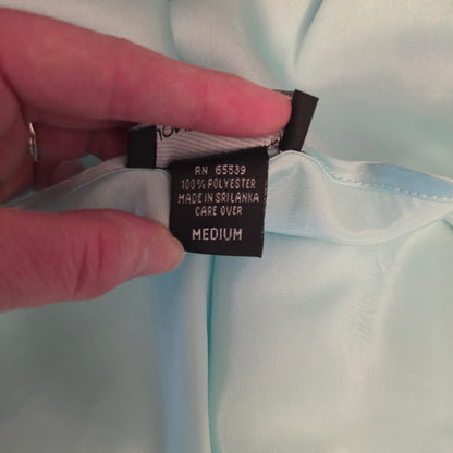 Jones New York Robins Egg Blue Satiny Vneck Midi Slip Dress Size Medium Good Condition