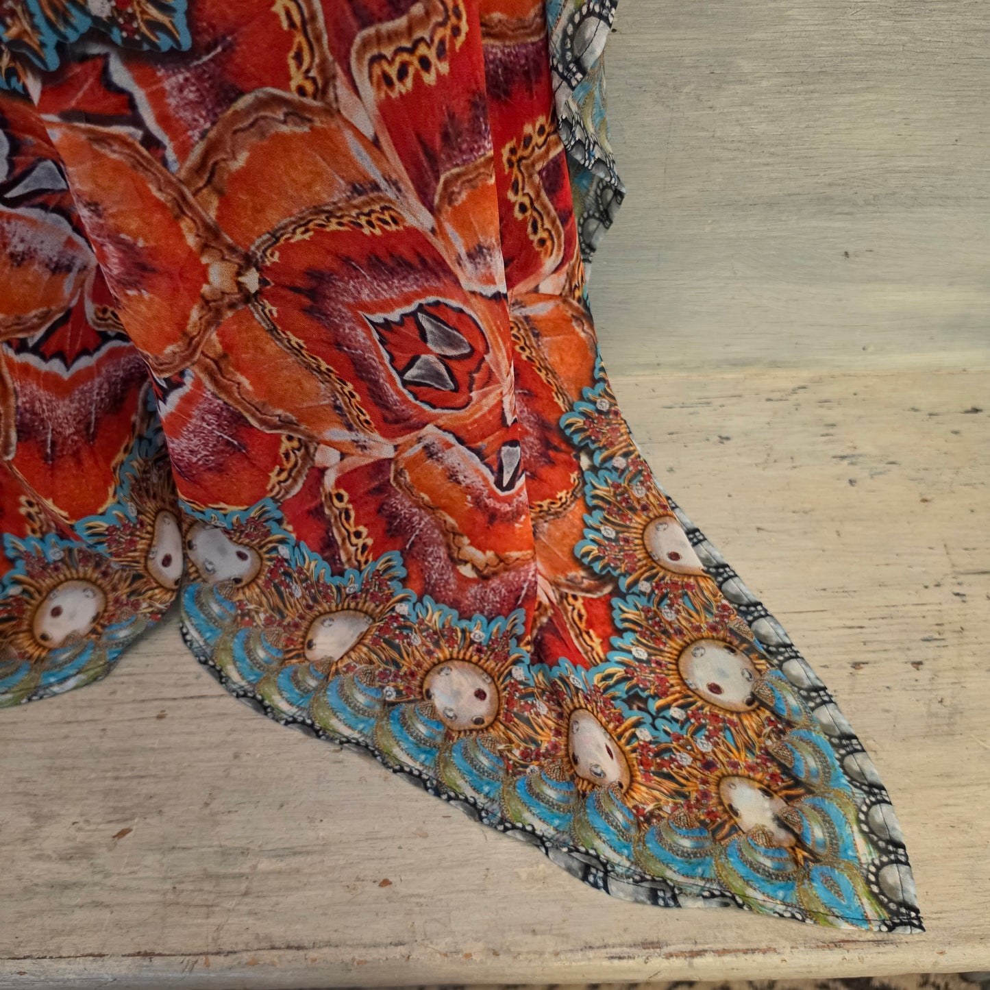 Charlie Paige Flowy Colorful Boho Print Beach/Pool Kaftan Coverup One Size Good Condition