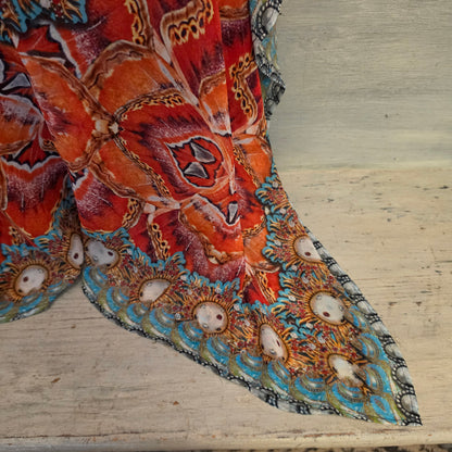 Charlie Paige Flowy Colorful Boho Print Beach/Pool Kaftan Coverup One Size Good Condition