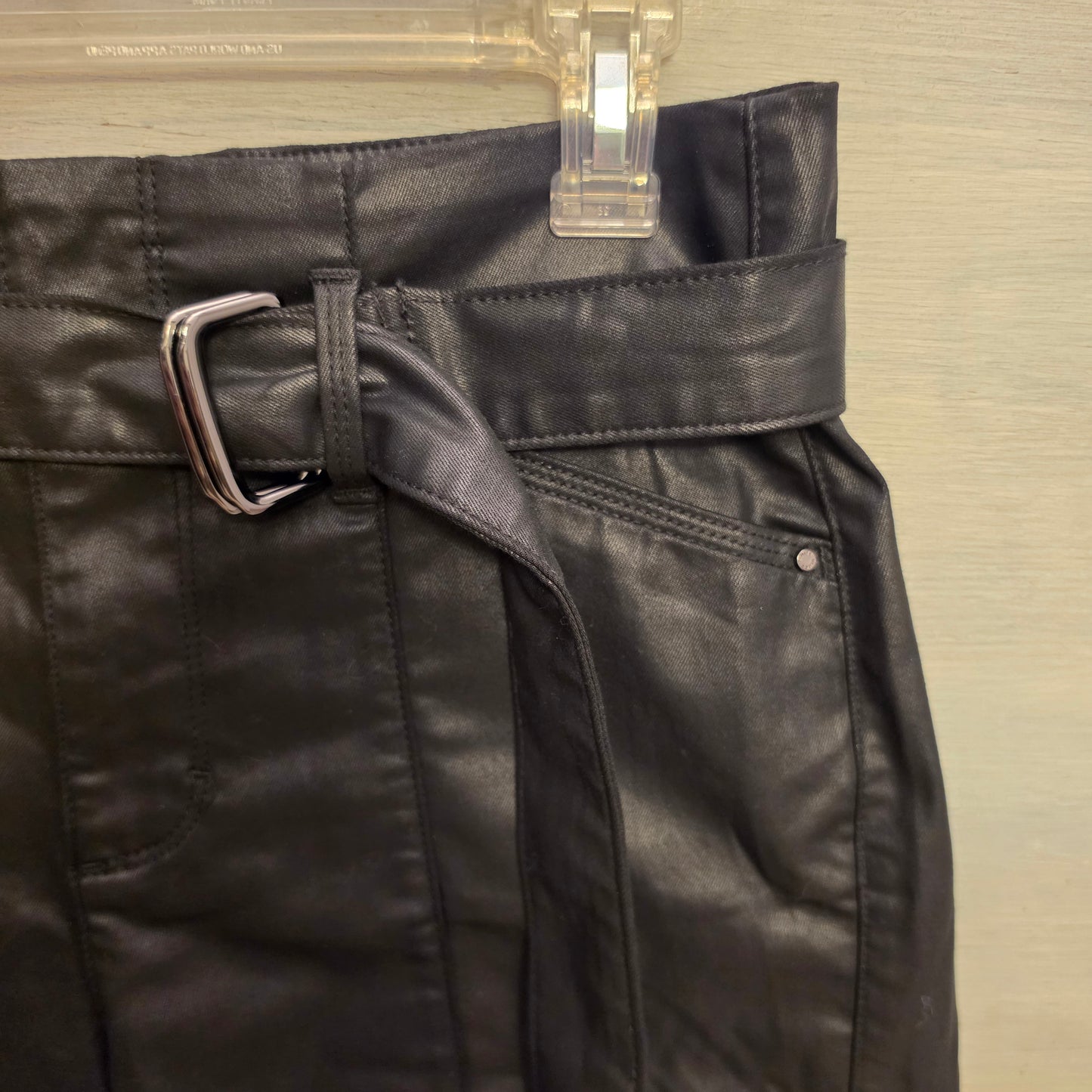 White House Black Market Black Faux Leather High Waist Shorts Size 4 Good Condition