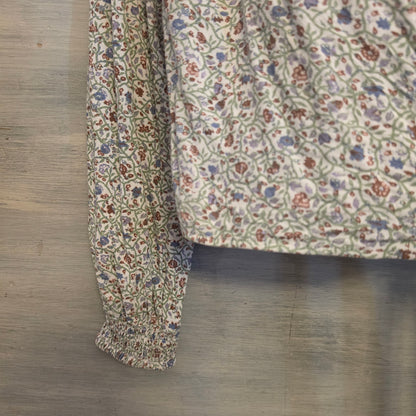 Japna Multicolor Floral Print Vneck Wrap Tie Waist Cropped Blouse Size Large Good Condition