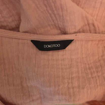 Dokotoo 100% Cotton Blush Pink Muslin Ruffle Cap Sleeve Vneck Blouse Size Small Good Condition