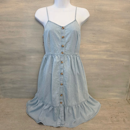 Japna 100% Cotton Light Wash Denim Sleeveless Aline Mini Dress Size Small Good Condition