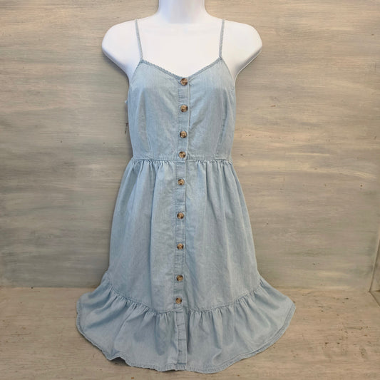 Japna 100% Cotton Light Wash Denim Sleeveless Aline Mini Dress Size Small Good Condition