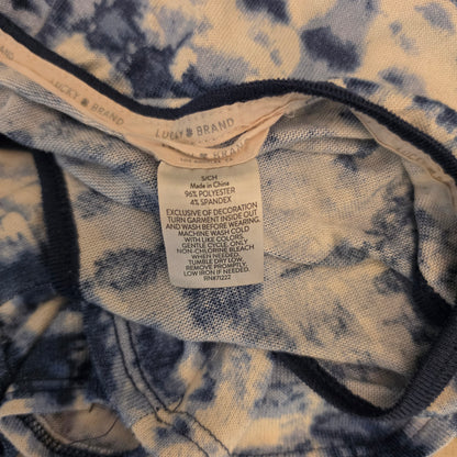 Lucky Brand Blue/White Knit Tie Dye Tank Top & Shorts Pajama Lounge Set Size Small Good Condition
