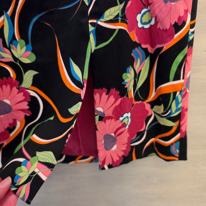 Metro Style Stretch 97% Cotton Colorful Floral Print Pencil Skirt Size 12 Good Condition