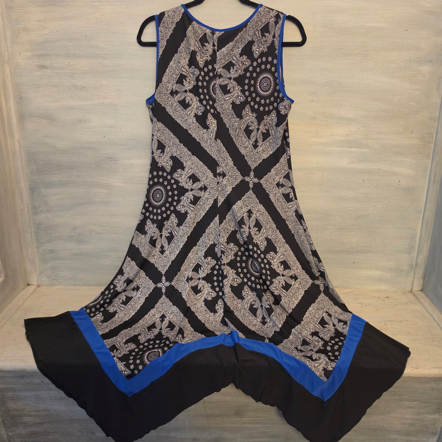 PerSeption Concept Abstract Print Handkerchief Hem Midi Dress Size Medium Good Condition
