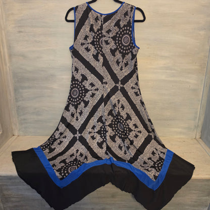 PerSeption Concept Abstract Print Handkerchief Hem Midi Dress Size Medium Good Condition