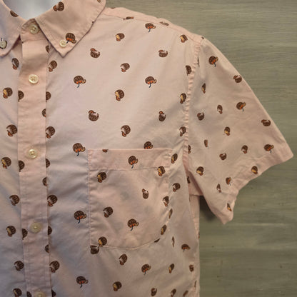 Goodfellow 97% Cotton Coconut Print Short Sleeve Button Down Shirt Size Large Good Condition