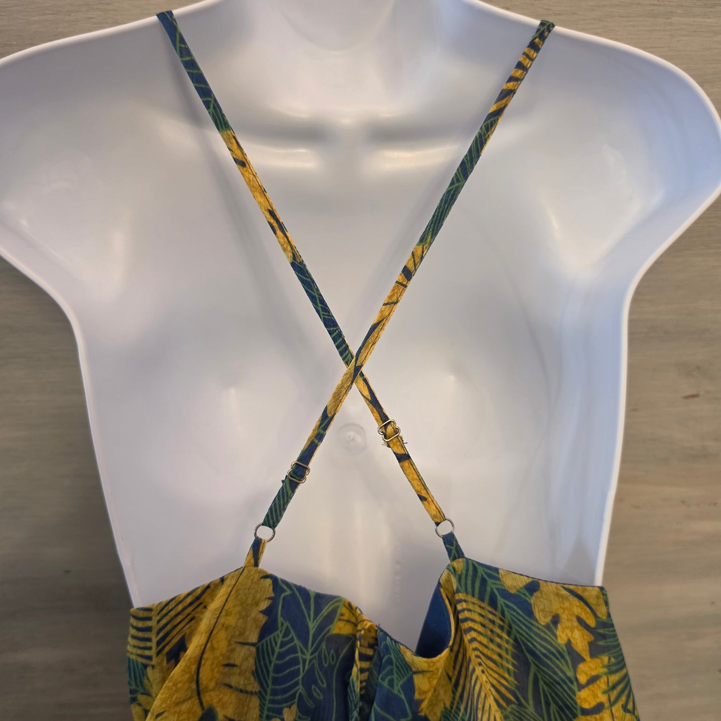 Umgee 60% Cotton Tropical Leaf Print Sleeveless Aline Mini Dress Size Large Good Condition