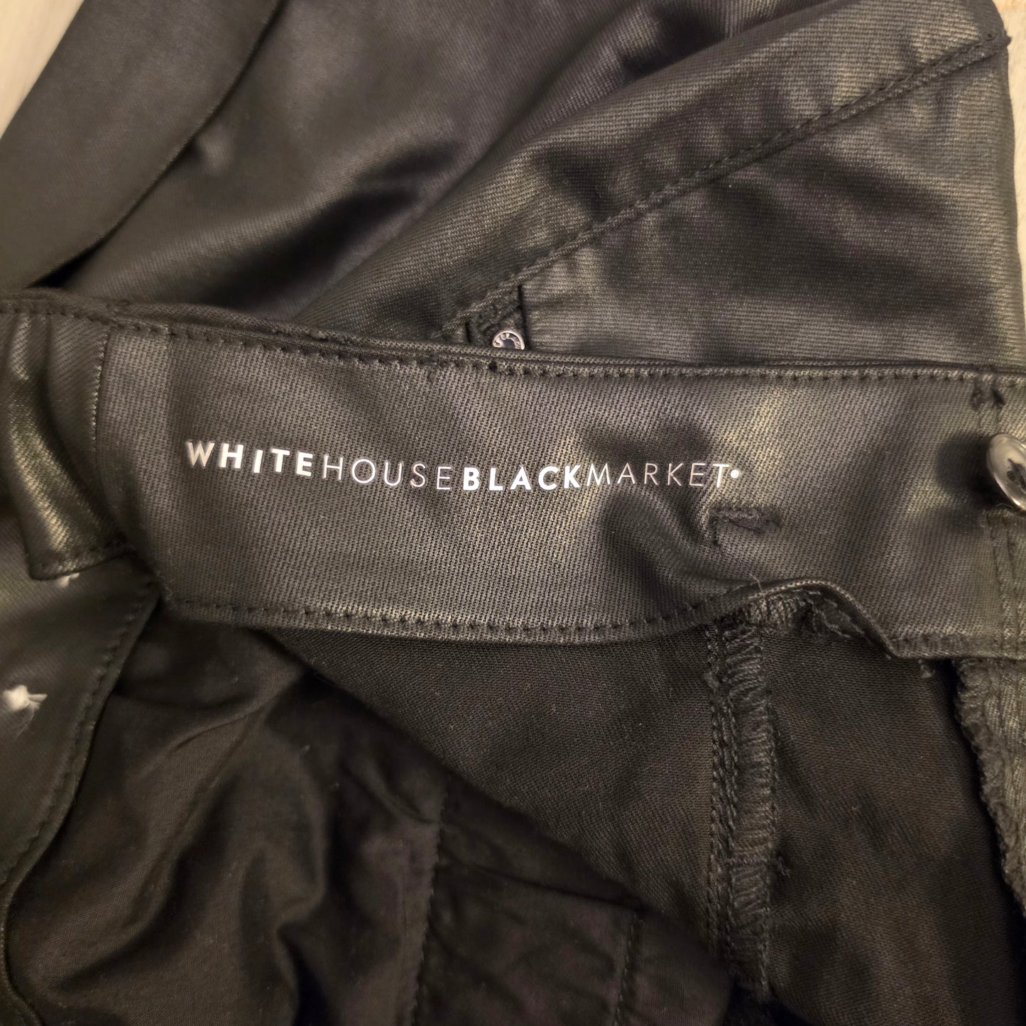 White House Black Market Black Faux Leather High Waist Shorts Size 4 Good Condition