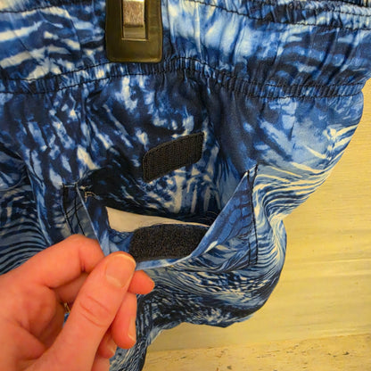 Land's End Men's Blue Tie Dye Print Swim Trunks Size XXL(44-46) Good Condition