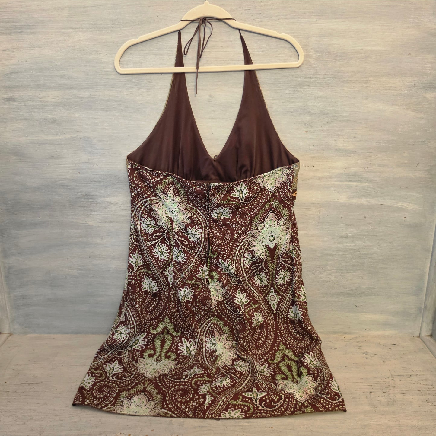 Xhilaration 100% Cotton Bohemian Paisley Print Halter Neck Mini Dress Size XL Good Condition