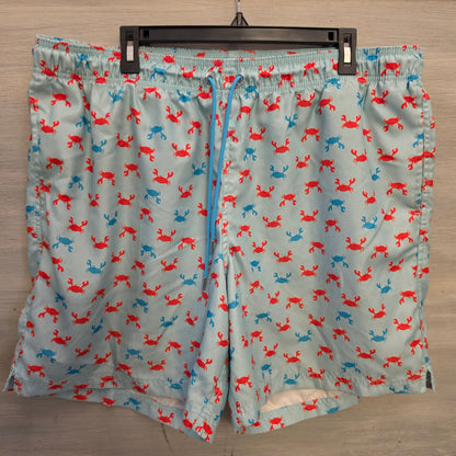 Land's End Men's Light Blue Multicolor Crab Print Swim Trunks Size XXL(44-46) Good Condition