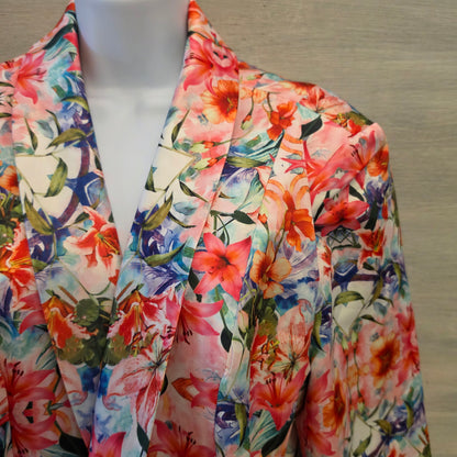 Ja Ja Multicolor Floral Print Satiny One Button Blazer Size 3XL Good Condition