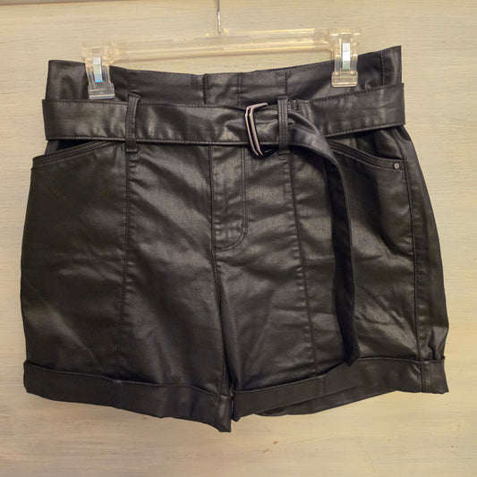 White House Black Market Black Faux Leather High Waist Shorts Size 4 Good Condition
