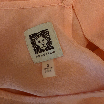 Anne Klein Peach Sheer Layered Balloon Sleeve Blouse Size Small Good Condition