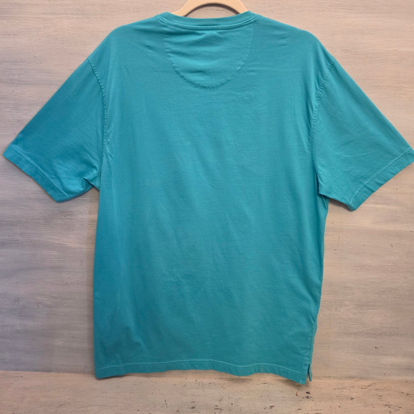 Greg Norman 100% Cotton Teal Crew Neck Tshirt Size Large Good Condition