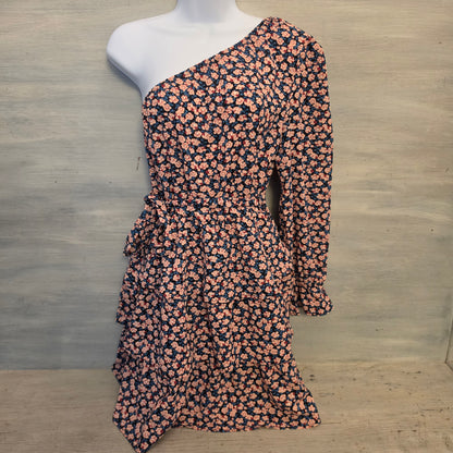 Pretty Garden Multicolor Ditsy Floral Print One Shoulder Mini Dress Size Medium Good Condition