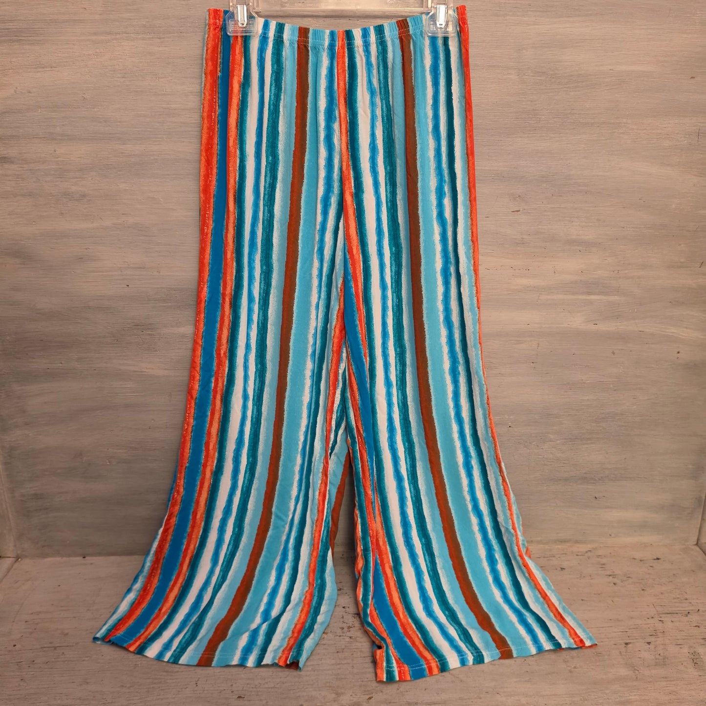 Zac & Rachel Colorful Vertical Striped High Waist Wide Leg Pants Size Medium Good Condition